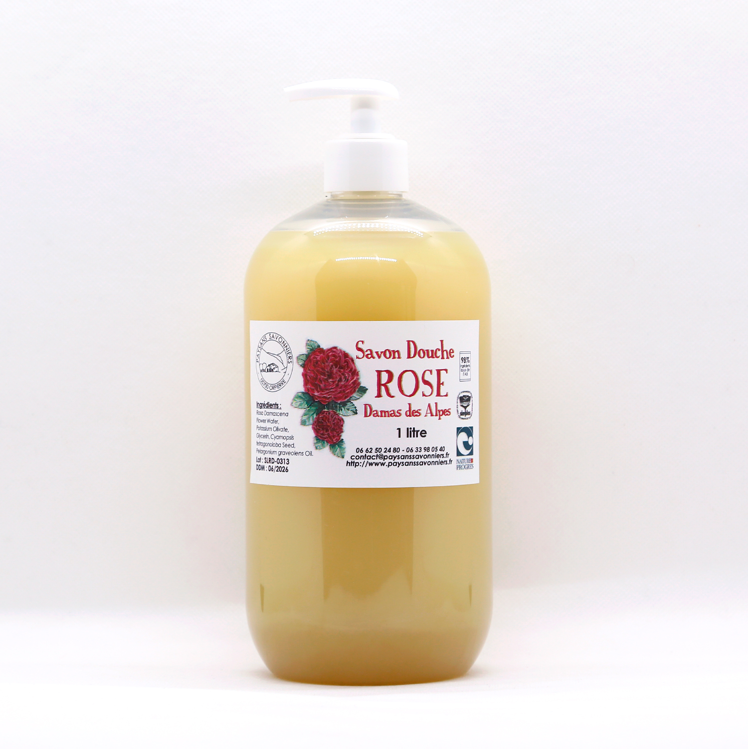 Savon liquide - Rose de Damas des Alpes - 1L